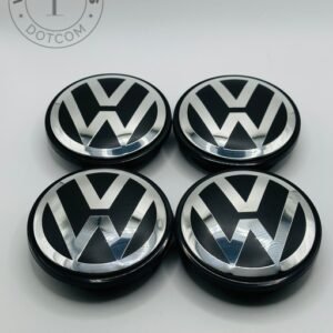 Volkswagen 76mm Black and Silver Wheel Center Caps