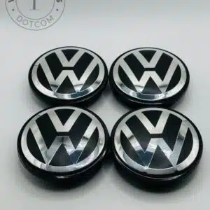 Volkswagen 76mm Black and Silver Wheel Center Caps