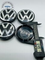 Volkswagen 76mm Black & Silver Wheel Center Caps - 4pc Set 7L6601149 - Image 4