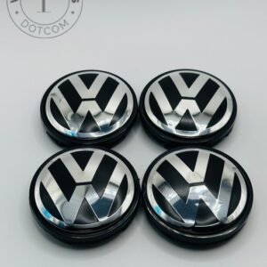 Volkswagen 56mm Black and Silver Wheel Center Caps