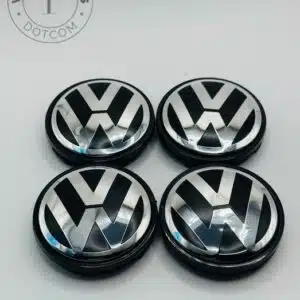 Volkswagen 56mm Black and Silver Wheel Center Caps
