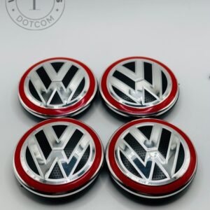 Volkswagen 65mm Black Silver and Red Wheel Center Caps