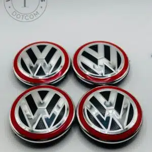 Volkswagen 65mm Black Silver and Red Wheel Center Caps
