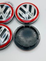 Volkswagen 65mm Black, Silver & Red Wheel Center Caps - 4pc GTI Set 5G0601171B - Image 3