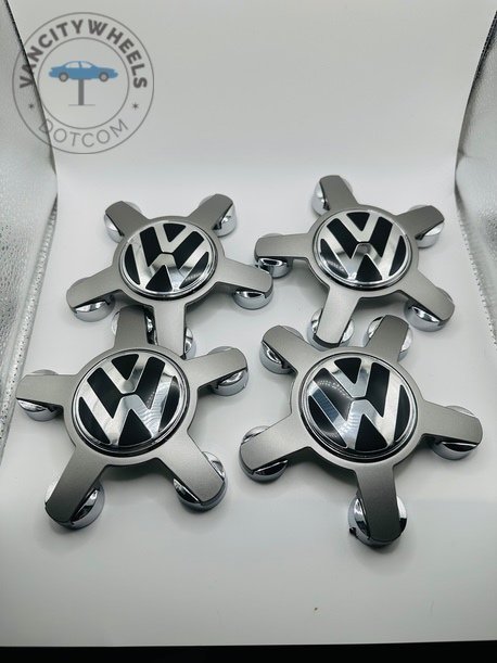 Set of 4 Grey Volkswagen Alloy Wheel Center Caps 135mm, Grey Center Hub Caps for Volkswagen 135mm