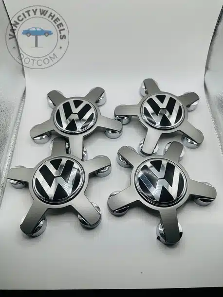 Set of 4 Grey Volkswagen Alloy Wheel Center Caps 135mm, Grey Center Hub Caps for Volkswagen 135mm