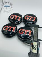 VW GTI 65mm Black & Red Wheel Center Caps - 4pc Set 3B7601171 - Image 2