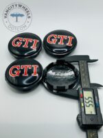 VW GTI 65mm Black & Red Wheel Center Caps - 4pc Set 3B7601171 - Image 4