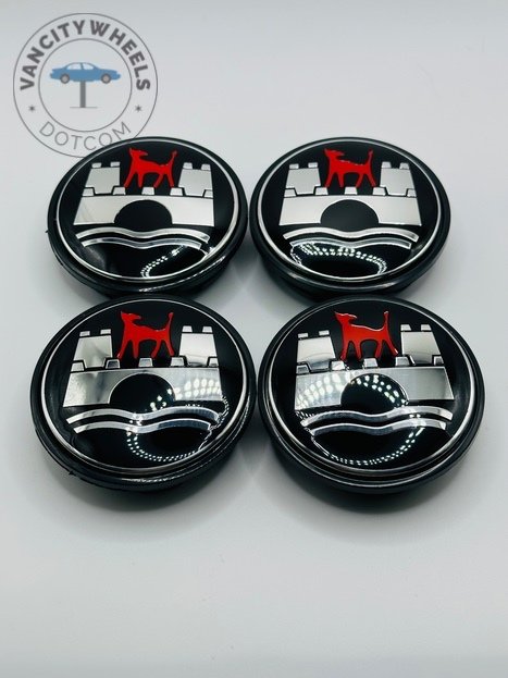 VW Wolfsburg 65mm Black Wheel Center Caps
