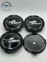 Ford Wolf 75mm Black Wheel Center Caps - 4pc Gloss Black Upgrade Set - Image 2
