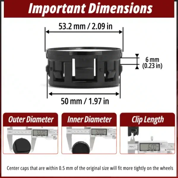 4pcs 2016-2022 Toyota Prius Wheel Center Caps 42603-52170 53mm 2 2/16in - 20272040BK - Image 3