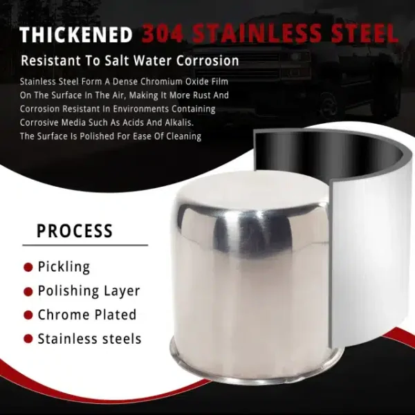 Stainless Corrosion Resistant 4.88in Push Thru Trailer Wheel Center Caps for 4.88in Bore RV Truck Rims - 20274358 - Image 10