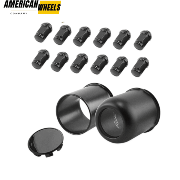 3.19in Open End/Closed Stainless Push Thru Center Caps and 1/2-20 Lug Nuts Sets - 74410[74304MB+74334MB+12228MB] - Image 2