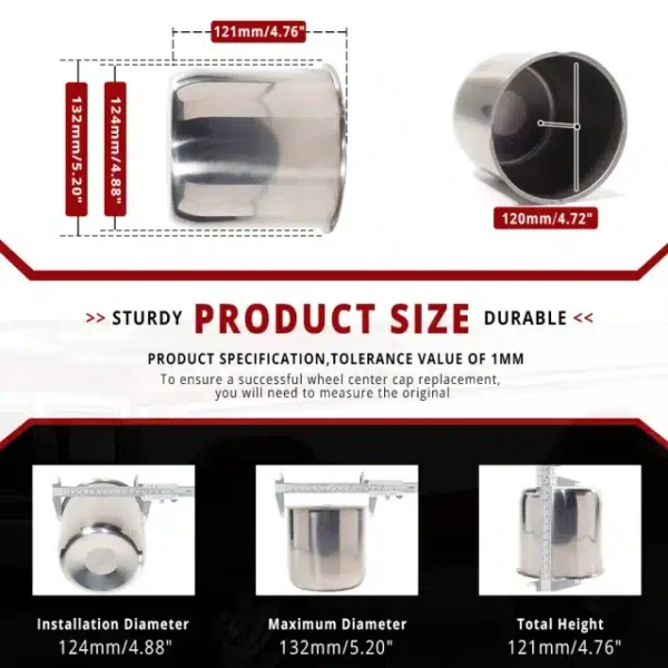 Stainless Corrosion Resistant 4.88in Push Thru Trailer Wheel Center Caps for 4.88in Bore RV Truck Rims - 20274358 - Image 12