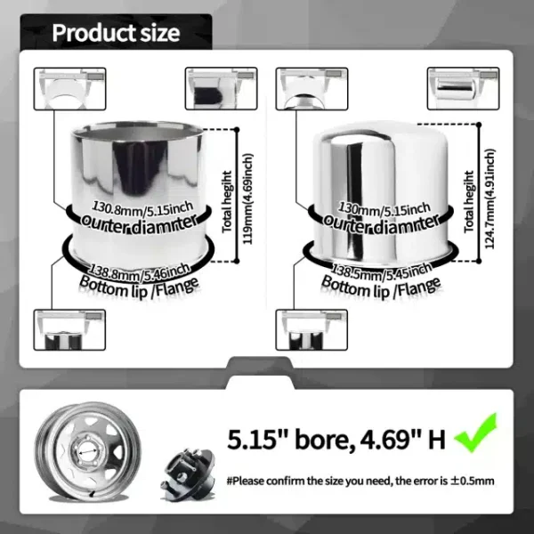 5.15in Push Thru Center Cap 2 Close 2 Open for 5.15" Trailer Center Bore 4.69in Tall - 20274368=[74354+74222]x2 - Image 5