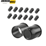 3.19in Matte Black Painted Stainless Trailer Center Caps with 1/2-20 Lug Nuts Sets - 74411[74327MB+74334MB+12228MB] - Image 2