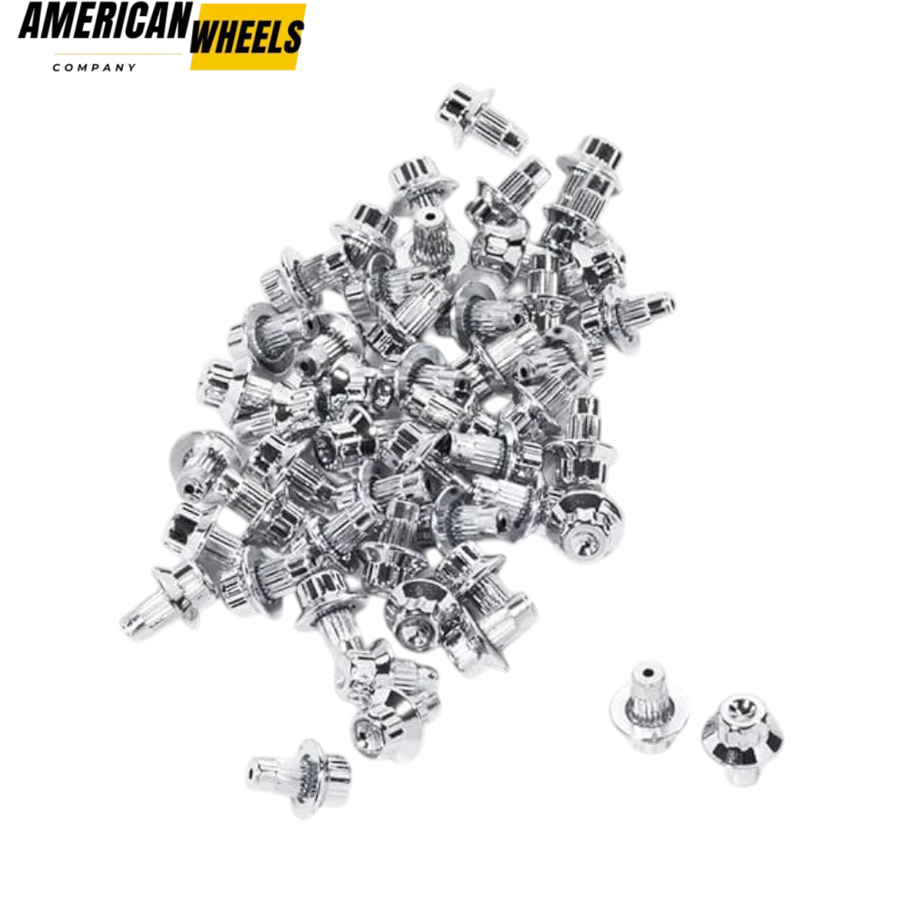 8e41d79b-ba51-4960-bcc0-780926809457 100pcs 13.8mm Universal Chrome Wheel Edge Rivets Nuts for 6.3mm Hole Lip Screw Rivets - 23112231CH - Image 1