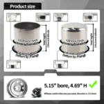 2 Open 2 Closed Top Curved 5.15in Stainless Push Through Center Caps for 5.15" Bore 4.69" Tall - 20274367=[74315+74361]x2 - Image 5