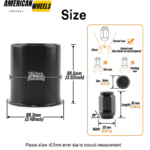 3.19in Matte Black Painted Stainless Trailer Center Caps with 1/2-20 Lug Nuts Sets - 74411[74327MB+74334MB+12228MB] - Image 3