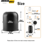 3.19in Open End/Closed Stainless Push Thru Center Caps and 1/2-20 Lug Nuts Sets - 74410[74304MB+74334MB+12228MB] - Image 3