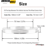 108mm 4.25in ID: 78mm 3.07in High-Quality Silver Aluminum Alloy Hub Centric Ring - 23137015 - Image 4