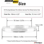 108mm 4.25in ID: 78mm 3.07in High-Quality Silver Aluminum Alloy Hub Centric Ring - 23137015 - Image 4