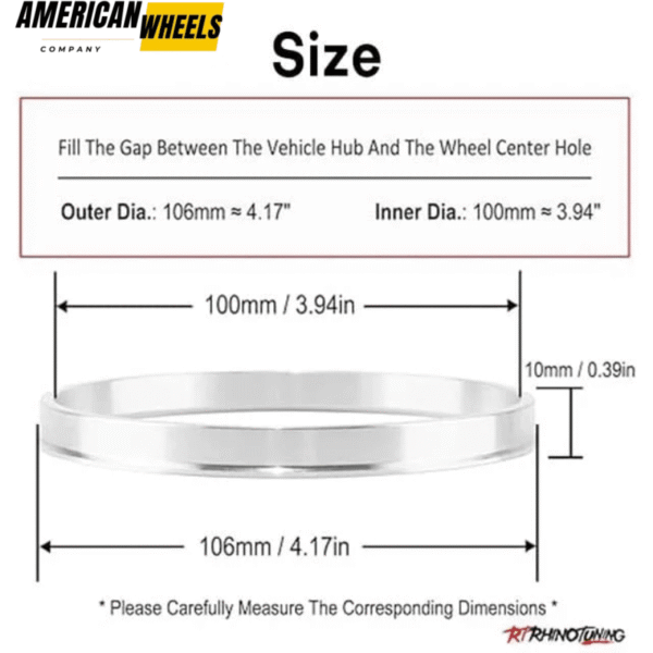 106mm 4.17in ID: 100mm 3.94in Aluminum Hub Centric Rings for Off-Road Rim Refit - 23137014 - Image 4