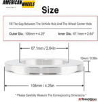 108mm 4.25in ID:67mm 2.64in Aluminum Hub Centric Rings for Aftermarket Wheel Refit - 23137013 - Image 4