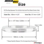 108mm 4.25in ID:67mm 2.64in Aluminum Hub Centric Rings for Aftermarket Wheel Refit - 23137013 - Image 4