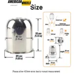 3.74in Push Through Stainless Steel Trailer Center Caps and 1/2-20 Lug Nuts Sets - 20274413[74323+12228] - Image 3