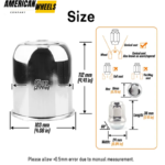 3.74in Push Thru Center Caps 3.74" Bore 3.85" Tall Hub Cap and 1/2-20 Lug Nuts Sets - 20274412CH=[74072+12228CHx6] - Image 3