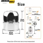 3.74in Push Thru Center Caps 3.74" Bore 3.85" Tall Hub Cap and 1/2-20 Lug Nuts Sets - 20274412CH=[74072+12228CHx6] - Image 3