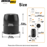 3.19in Matte Black Painted Stainless Trailer Center Caps with 1/2-20 Lug Nuts Sets - 74411[74327MB+74334MB+12228MB] - Image 4