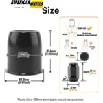 3.19in Matte Black Painted Stainless Trailer Center Caps with 1/2-20 Lug Nuts Sets - 74411[74327MB+74334MB+12228MB] - Image 4