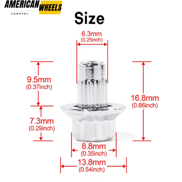 100pcs 13.8mm Universal Chrome Wheel Edge Rivets Nuts for 6.3mm Hole Lip Screw Rivets - 23112231CH - Image 4