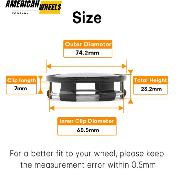 4pcs 74mm 2 15/16in Universal Wheel Center Caps Equipped With Fixed Steel Ring - 20290023BK - Image 3