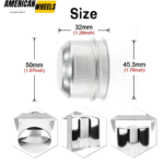 4pcs 45mm 1.78in Trailer Axle Dust Cap for Aftermarket Universal Replacement - 20260007CH - Image 3