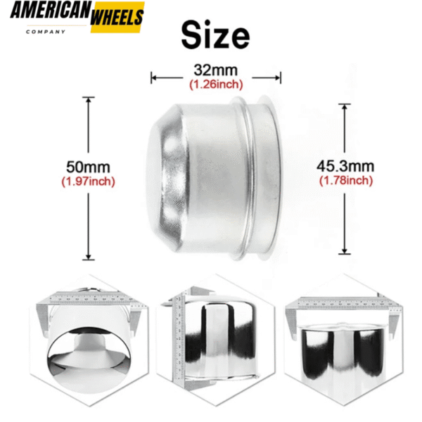 4pcs 45mm 1.78in Trailer Axle Dust Cap for Aftermarket Universal Replacement - 20260007CH - Image 3