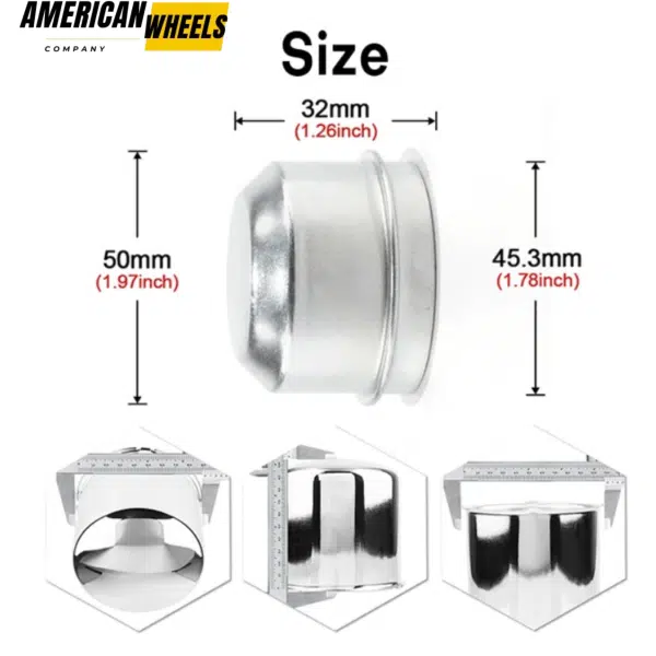 4pcs 45mm 1.78in Trailer Axle Dust Cap for Aftermarket Universal Replacement - 20260007CH - Image 3