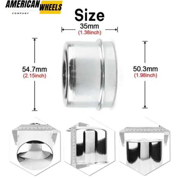 50.3mm 1.98in Trailer Dust Proof Wheel Cover for 1.98in Rim Bore 1.38in Tall - 20260006CH - Image 3