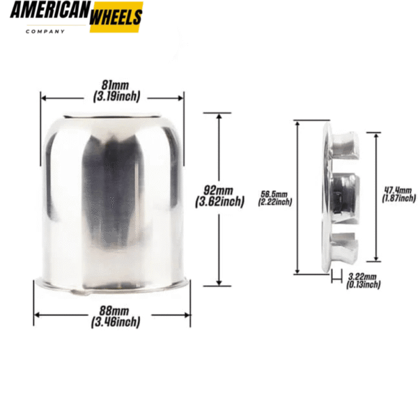 3.19in Removable Top Cap Stainless Push Thru Wheel Center Cap for 3.19in Bore 3.26in Tall - 20274601=[74304+74249]x4 - Image 5