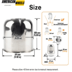 4.25in Universal Center Caps 4.25" Bore 3.94" Tall Hub Cap and 1/2-20 Lug Nuts Sets - 74408[74311CH+12229CHx6] - Image 3