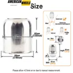 3.19in Trailer Center Caps 3.19" Bore 3.26" Tall Hub Cap and 1/2-20 Lug Nuts Sets - 74407[74304CH+12229CHx6] - Image 3