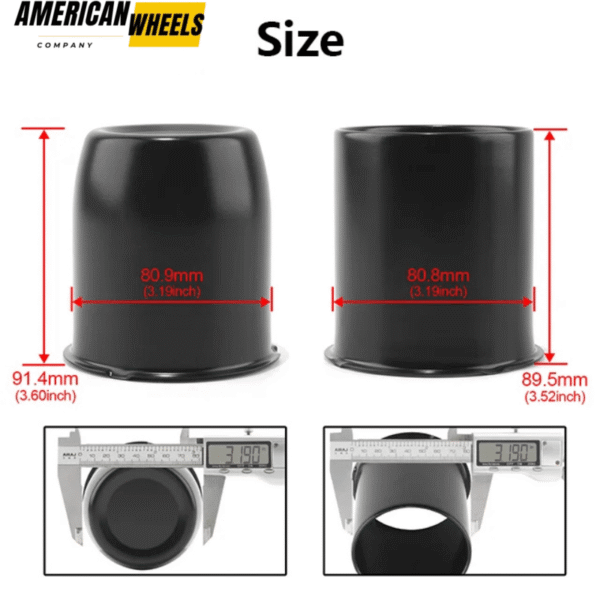81mm 3.19" Stainless Steel Push Through Center Caps 2x Closed 2x Open End for Truck Rims - 74346MB=[74334MB+74327MB]x2 - Image 3