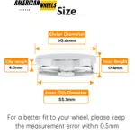 OD: 61mm 2.39in ID: 56mm 2.19in Universal Center Cover Replacement 4pcs - 20290020 - Image 3