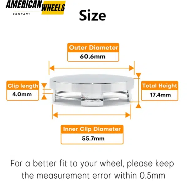 OD: 61mm 2.39in ID: 56mm 2.19in Universal Center Cover Replacement 4pcs - 20290020 - Image 3