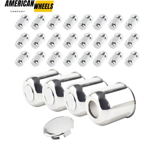 4.25in Truck Center Caps 4.25" Bore 3.94" Tall Hub Cap and 1/2-20 Lug Nuts Sets Pack - 74409[74311+12228] - Image 2