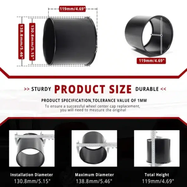 5.15in Opened End Trailer Wheel Center Caps Push Thru Hub Caps for 5.15in Bore 4.69in Tall RV Truck Rims - 20274354 - Image 5