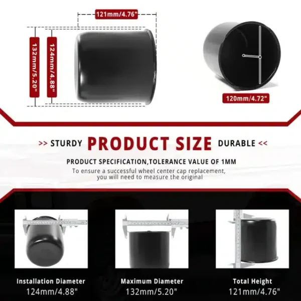 Stainless Corrosion Resistant 4.88in Push Thru Trailer Wheel Center Caps for 4.88in Bore RV Truck Rims - 20274358 - Image 11