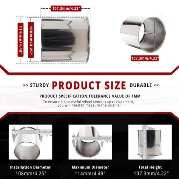 Stainless Steel Push Thru Center Caps 2 Close 2 Open Combo for 4.25in Trailer Rim Center Bore - 20274353=[74332+74338]x2 - Image 4